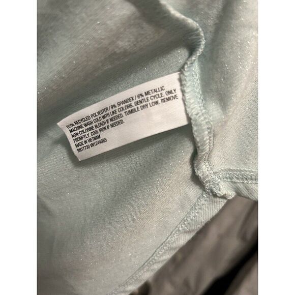 Colsie Glitter Romper Short Pajama Long Sleeve Mint Green Women’s L Metallic EUC - Picture 7 of 16